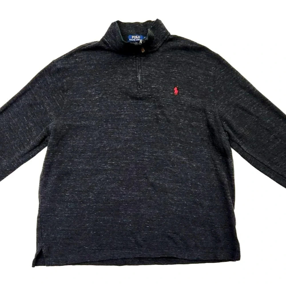 Polo Ralph Lauren Estate Rib 1/4 Zip Pullover Sweater Men's XL Gray Charcoal